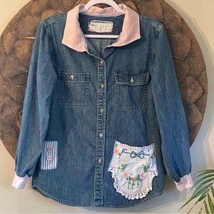 Shari B. Green One-Of-A-Kind Denim Button Down